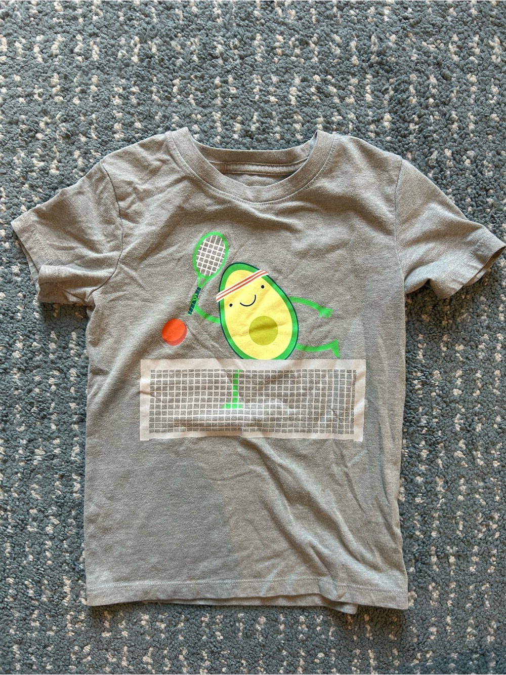 Cat & Jack Gray Tee with Green Avocado Tennis Graphic